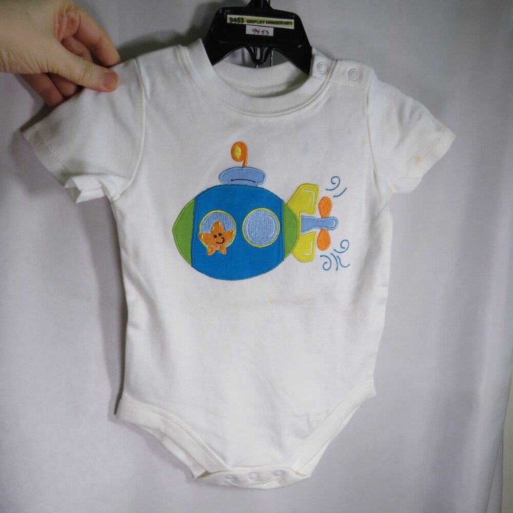 Baby Submarine Embroidered Bodysuit 6-9mts 100% Cotton Garanimals